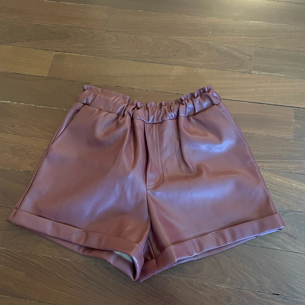 Forever 21 faux leather paper bag shorts